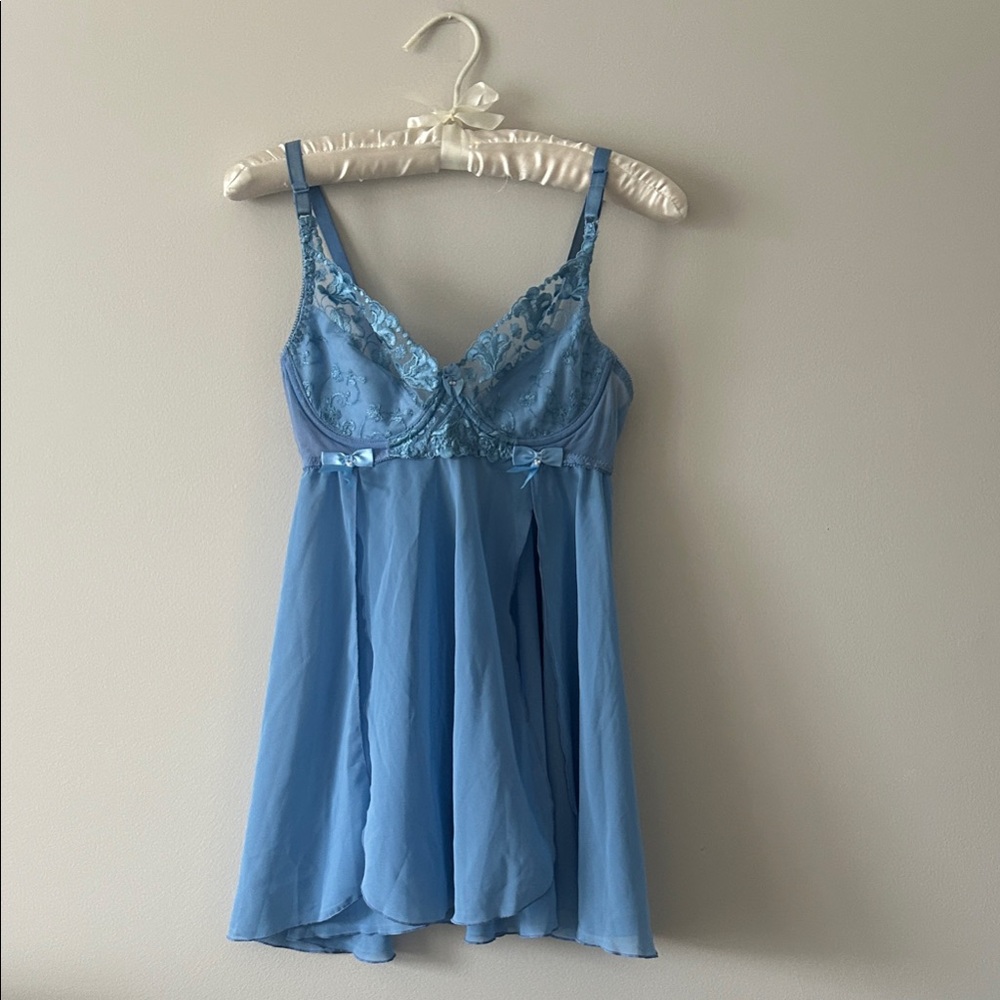 Elegant Blue Lace Babydoll